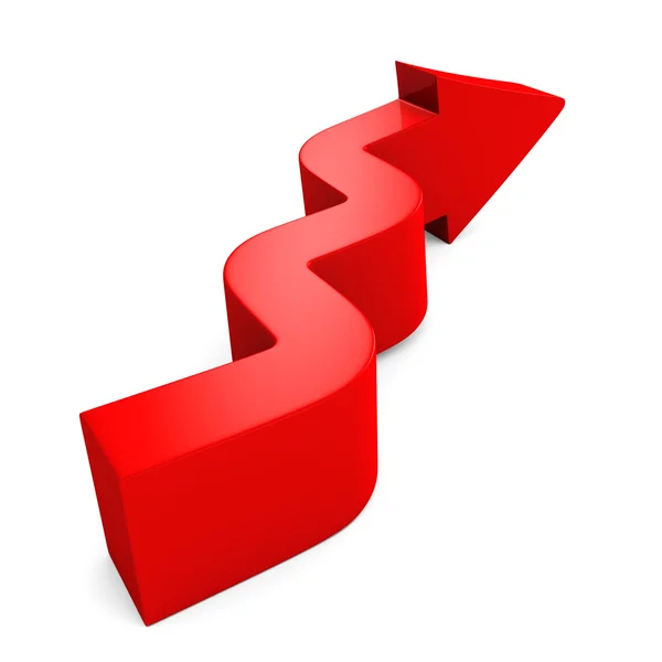 Curved red arrow — Stock Photo, Image