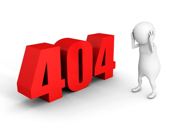 Witte 3d man met rode 404 foutsymbool — Stockfoto