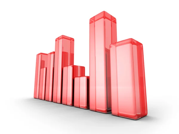 Gráfico gráfico de gráfico de negócios de vidro brilhante vermelho — Fotografia de Stock