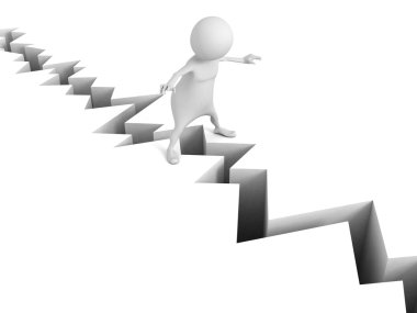 Beyaz 3d adam kürsüye deprem çatlamak