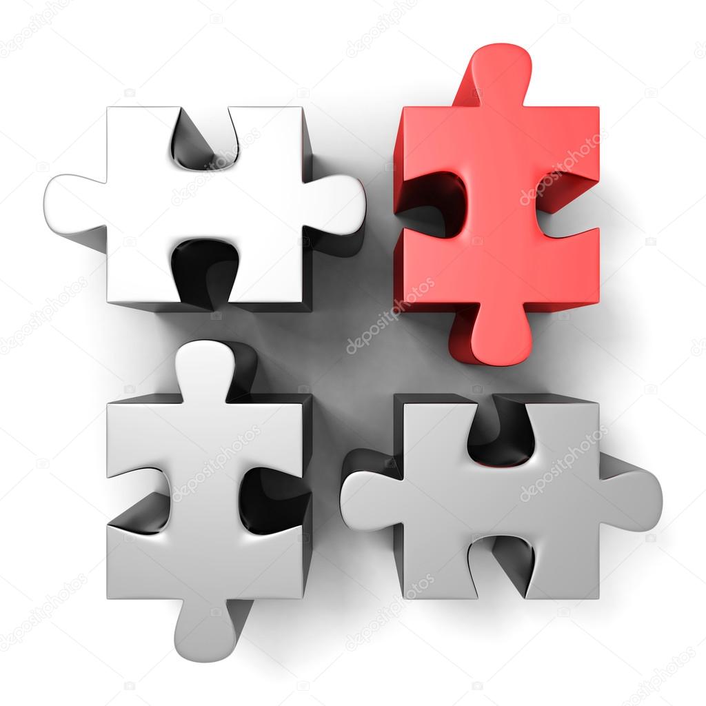 red different individual jigsaw puzzle