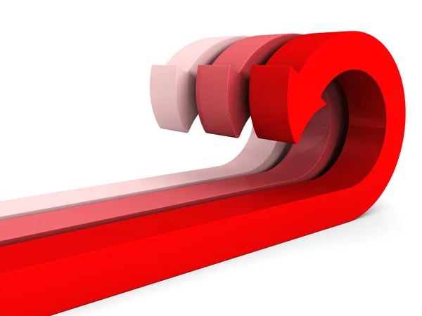 Red curved arrows group on white — Stock Photo, Image