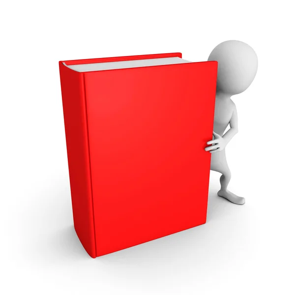 White 3d man with red cover book — Stock Photo, Image