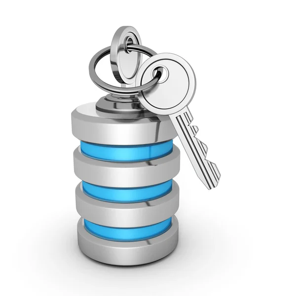 Database icon with security lock keys — Stock Photo, Image