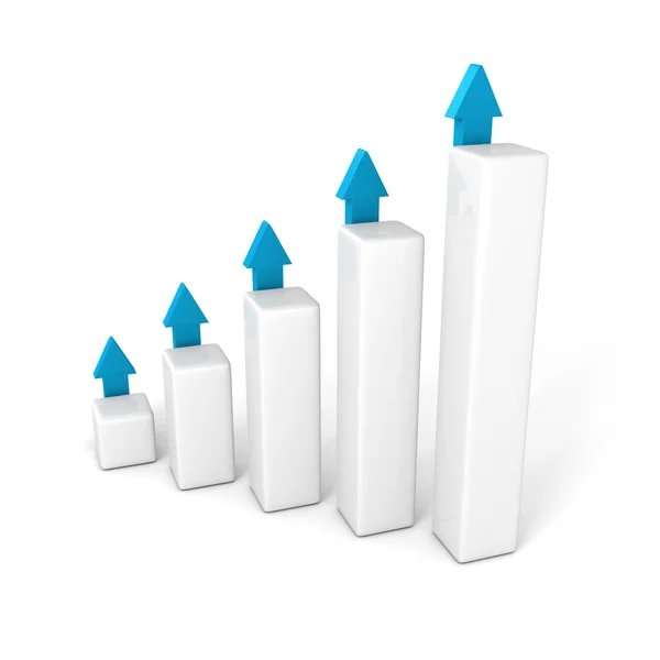 Business bar graph with rising up succes arrows — Stock Photo, Image