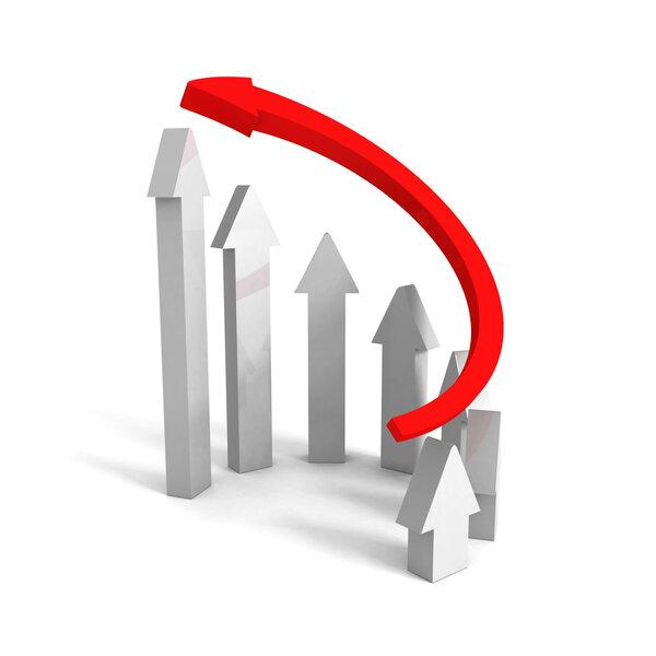 Поднимая вверх красную стрелку концепции лидера
.