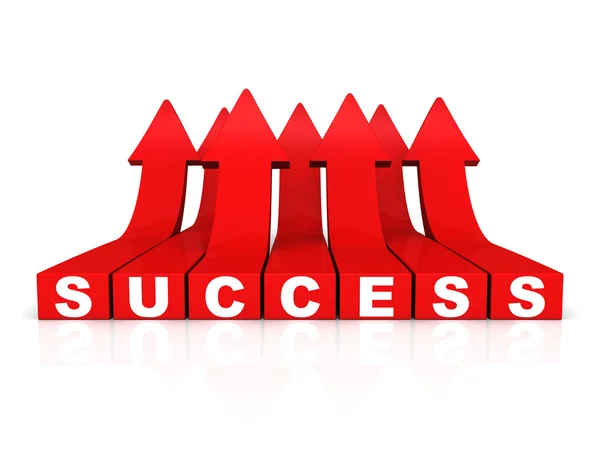 Rode groeiende succes woord pijlen — Stockfoto