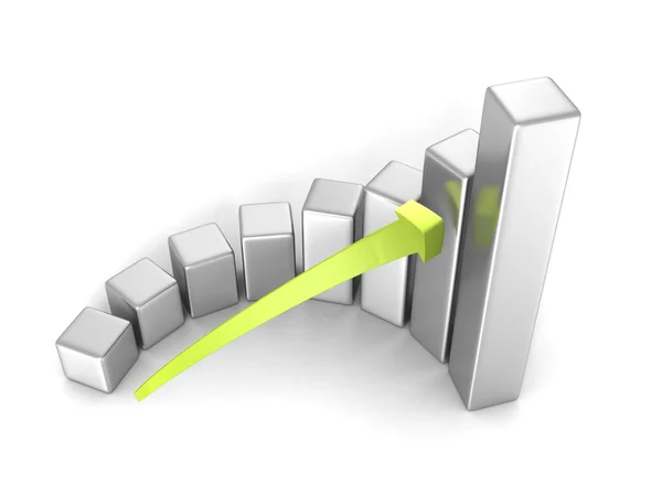 Grafico a barre di successo aziendale con freccia — Foto Stock