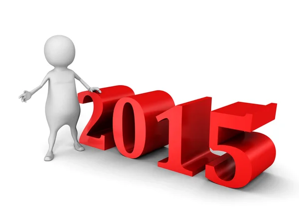 White 3d man with new year 2015 numbers — Stock Photo, Image