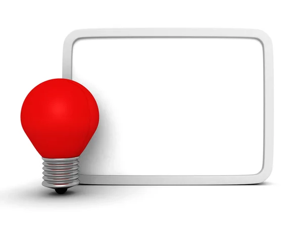 Information message banner with red light bulb — Stock Photo, Image