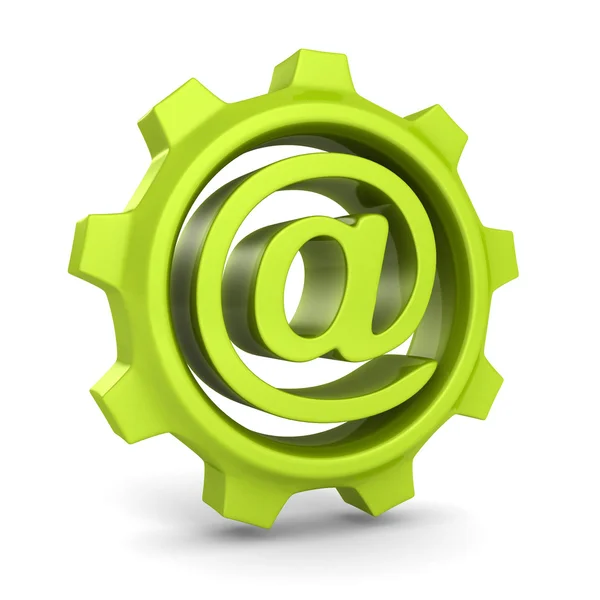 Cambio Cogwheel con e-mail a simbolo — Foto Stock