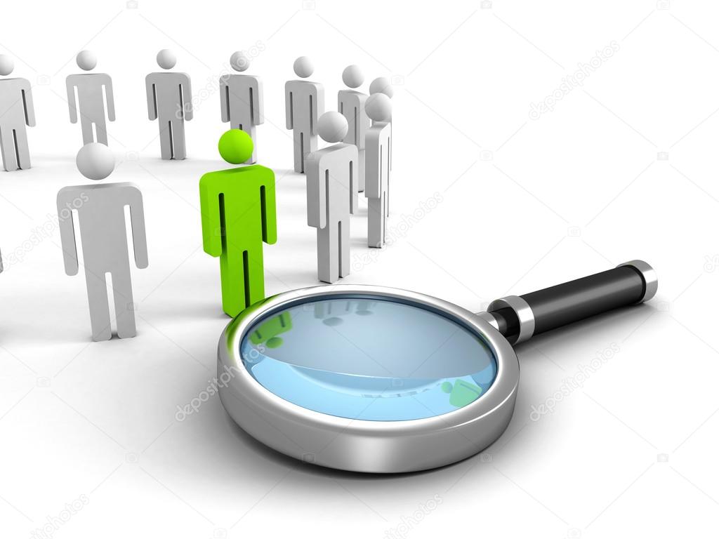 Searching people and magnifier glass