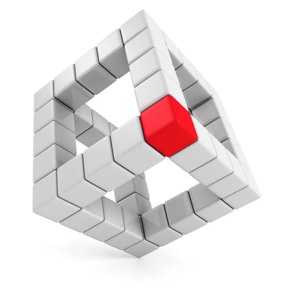 Red leader cube of abstract cube structure. — Stock Photo, Image