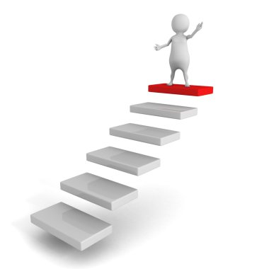 3d adam adımları üstünde ayakta.