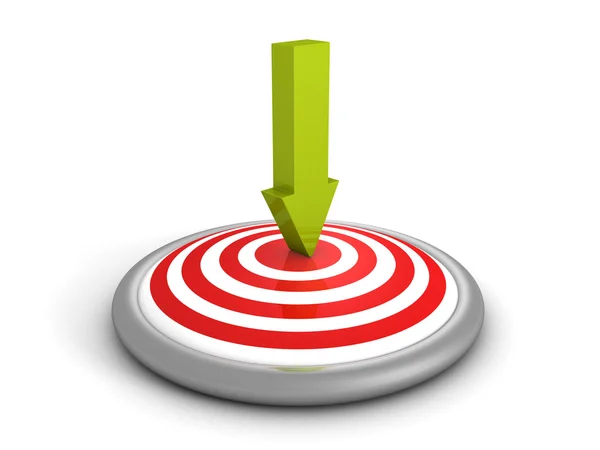 Arrow pointing in center of target — Stock Photo, Image