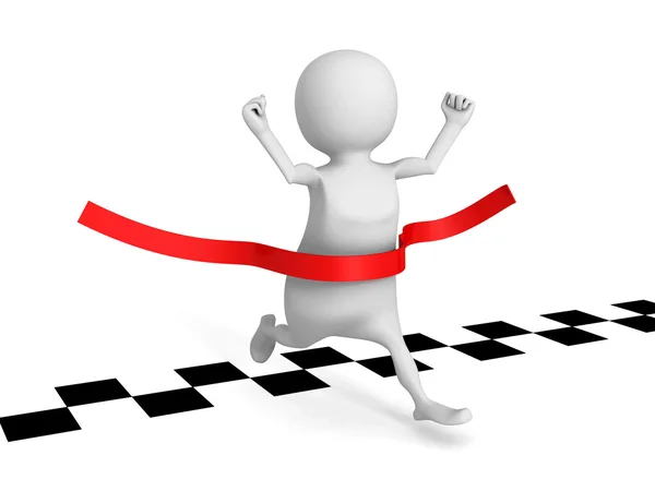 3d man running cross finish line. — Stock Photo, Image