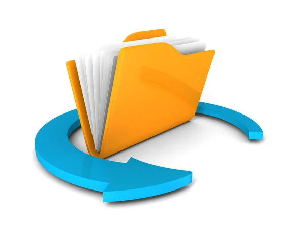 Folder icon with blue round arrow — Stock Photo, Image