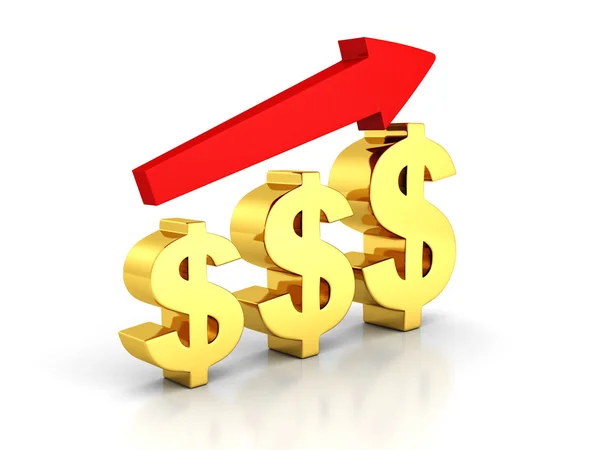 Dollar bar chart with growing arrow — Stock Photo, Image