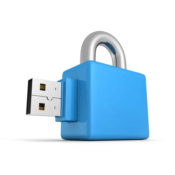 USB flash drive blue padlock — Stock Photo, Image