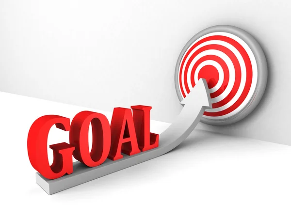 Goal rising up arrow to success target center — Stock Photo, Image