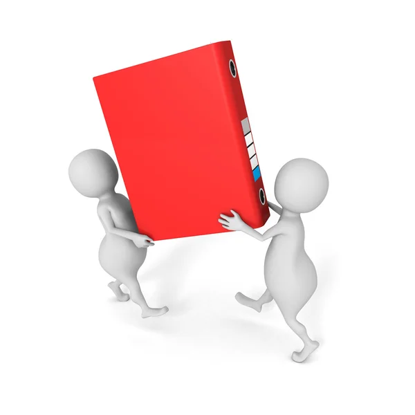 Two people carry red office ring binder — Stock Photo, Image