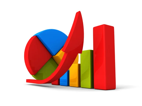 Wykres wzrostu biznesu z rośnie strzałka — Zdjęcie stockowe