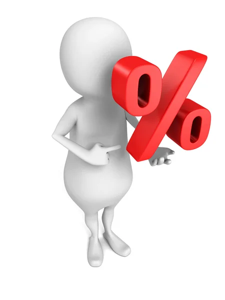 Persoon met rode teken procent — Stockfoto