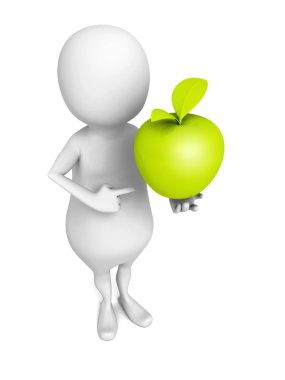 Man with green fresh apple clipart