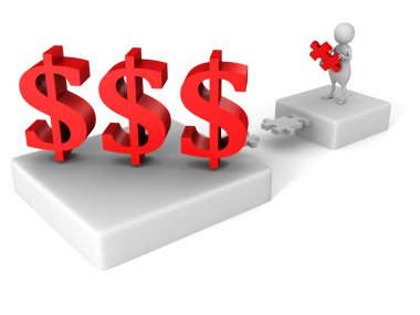 3D adam ve Doları para birimi simgeleri