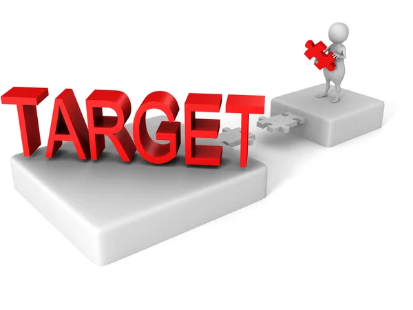 White 3d man and TARGET word — Stock Photo, Image