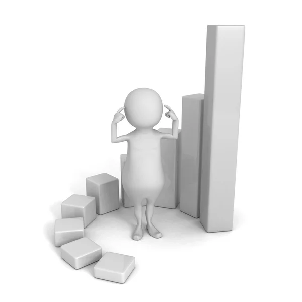 Thinking 3d Man with Growing Bar Chart — Stock Photo, Image