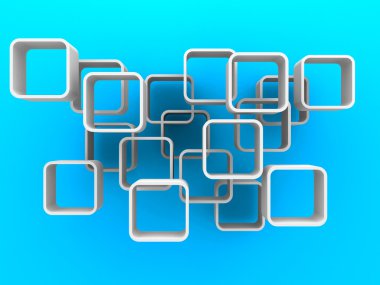 Mavi zemin üzerine beyaz küpleri akışı