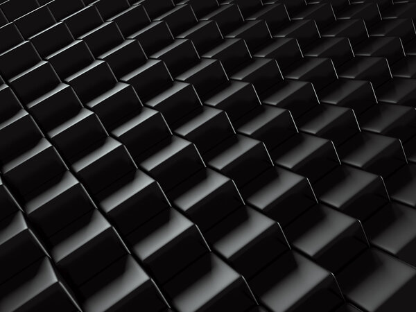 Abstract Metallic Black Blocks Background. 3d Render Illustration