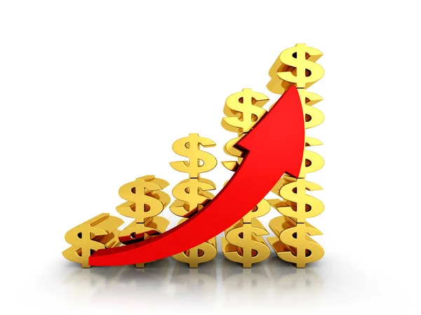 Dollar Symbol With Growing Arrow — Stock Photo, Image