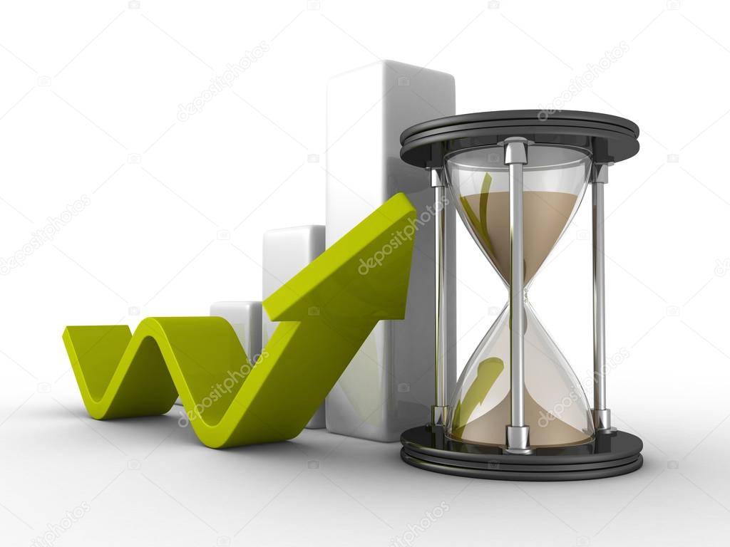 Hourglass With Growing Graph And Rising Arrow