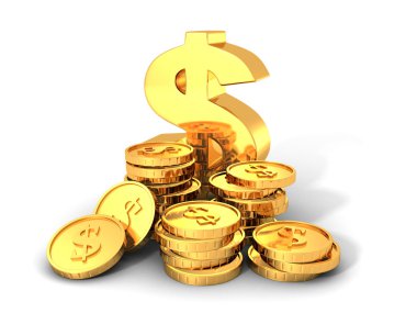 Doları sembol sikke yığını ile