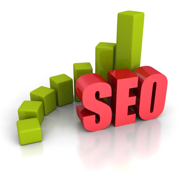 SEO Testo Parola Con Crescere Grafico — Foto Stock