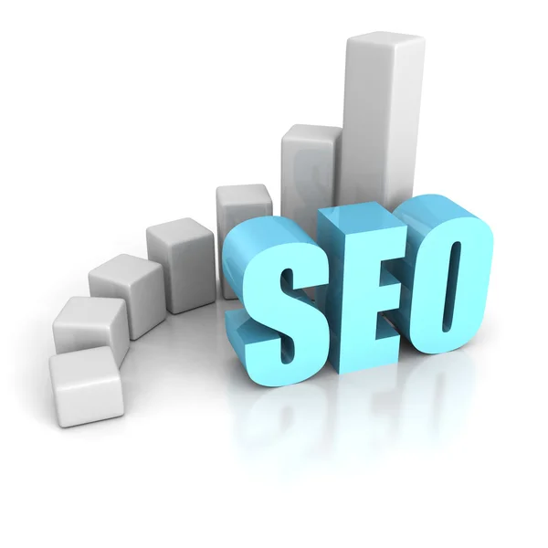 SEO Testo Parola Con Crescere Grafico — Foto Stock