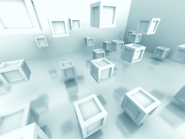 Abstract White Cube Blocks