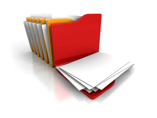 Different Opened Office Document Folders — Stock Photo, Image