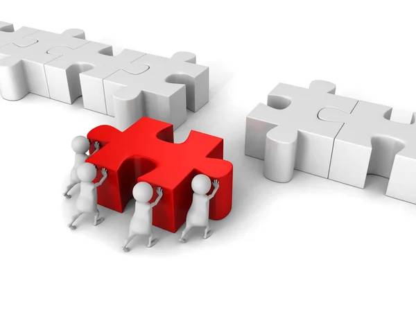 Team Push Jigsaw Puzzle Piece — Stock Photo, Image