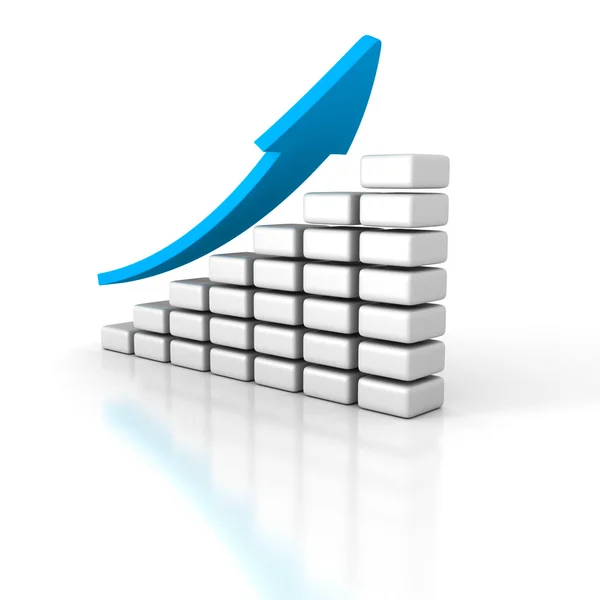 Business Bar Graph With Rising Arrow — Stock Photo, Image