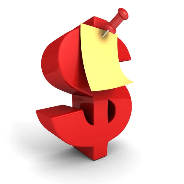 Red Dollar Symbol With Paper Note — Stock Photo, Image