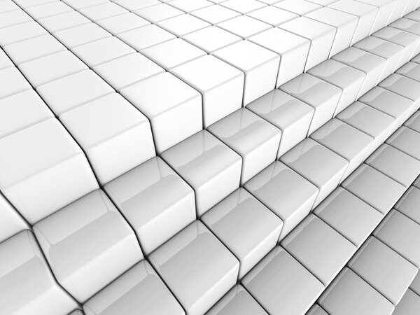 White Abstract Cube Blocks Background. 3d Render Illustration
