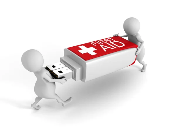 3d People With Usb Flash Drive — Stock Photo, Image