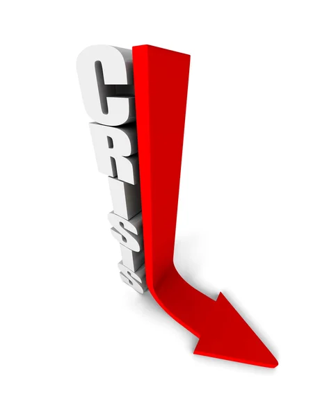 CRISIS Word With Red Arrow Down — Stock Photo, Image