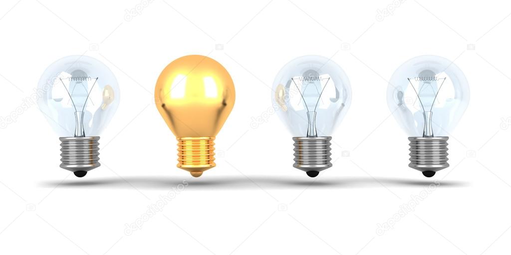 Idea Concept Golden Light Bulb
