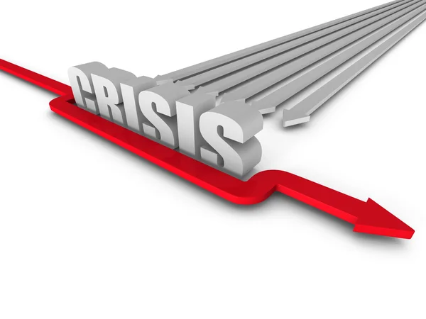 Rode pijl overwinnen van Crisis — Stockfoto