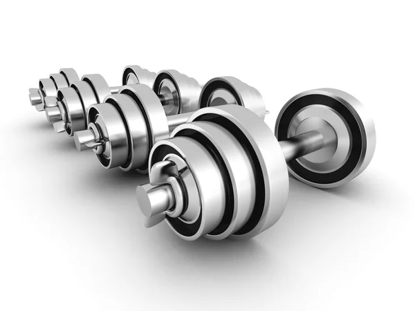 Set Of Heavy Iron Metallic Dumbells — Stock Photo, Image