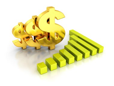 Altın dolar işareti ile iş grafiği